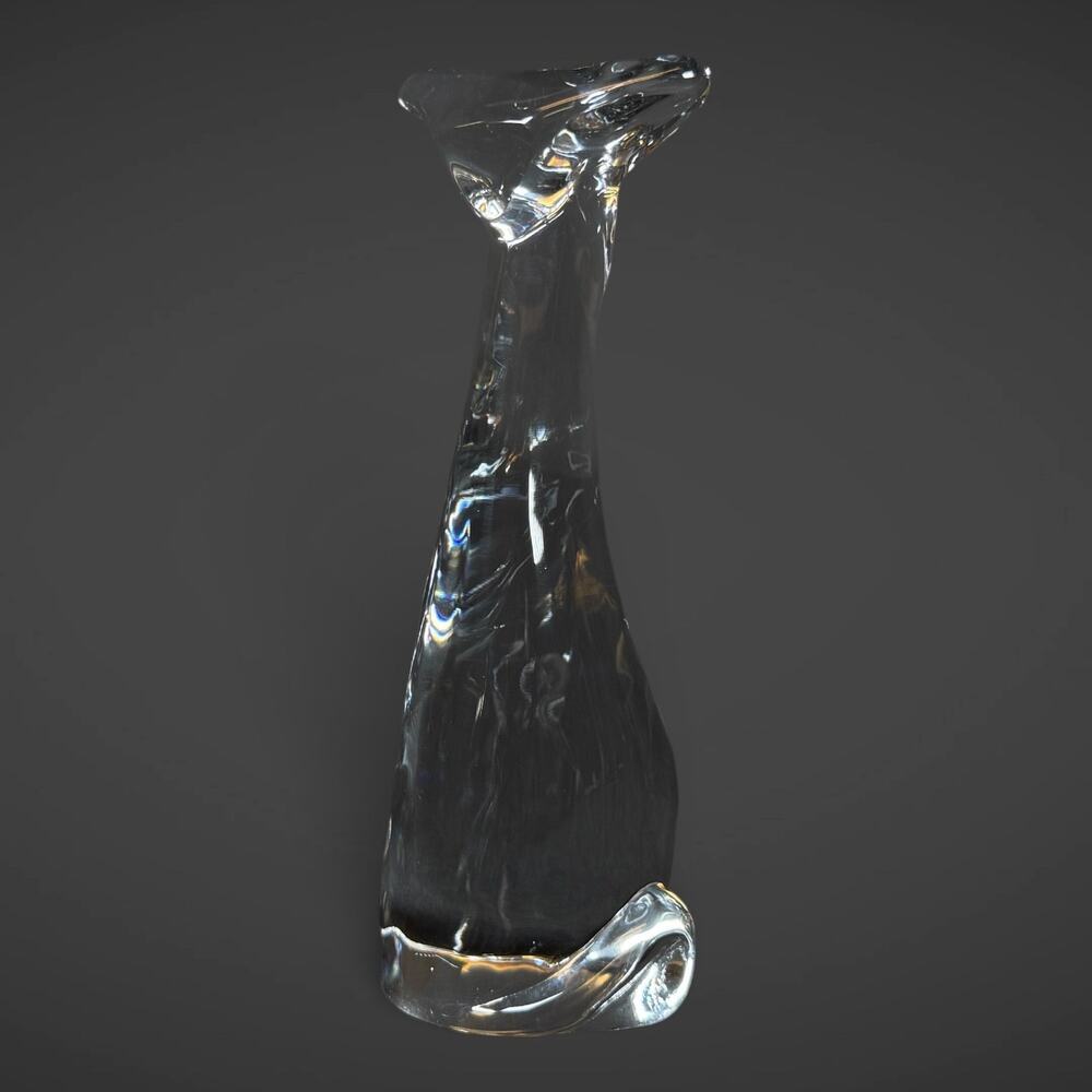 4.5" Baccarat Abstract "Modern Cat" Crystal Glass Figurine Vintage